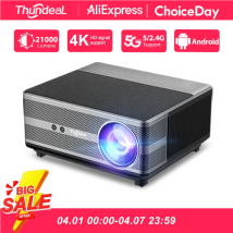 Proyector ThundeaL Full HD 1080P WiFi LED 2K 4K, Proyector de Video y Películas TD98 TD98W Android, PK DLP, Cine en Casa