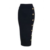 New Arrival Women Button Black Blue Red Bodycon Bandage Skirt 2024 Designer High Waist High Street Party Club Pencil Skirt 75cm