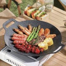 Integrated Die-Cast Anti-Stick BBQ Cooking Plate  PFOA-Free Even Heat, Easy Clean Carry for BBQ Enthusiasts All Stoves