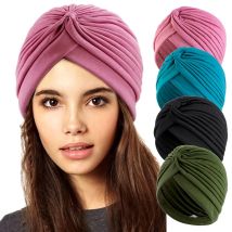 4 TEILE/LOS Frauen Muslimischen Hut Turban Bandanas Kappe Headwrap Beanie Haarausfall Chemo Caps Bandana African Indian Twisted Indien Hut