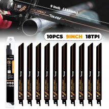 TOLESA 10 Uds hojas de sierra bimetálicas corte de Metal 150mm/225mm 18TPI hojas de sierra recíprocas con cobalto para corte fino de Metal