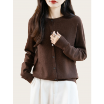 Classic Merino Wool Woman Sweater Basic Female Autumn Winter Knitted Cardigan Elegant Ladies Cashmere Long Sleeve Clothing Tops