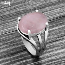 8 farben Vintage Oval Quarz Lapis Jade Amethysten Ringe Antike Silber Überzogene Naturstein Tigerauge Unakite Frauen Ring