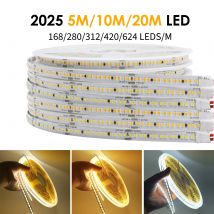 DC 12V 24V 168 280 312 420 624 striscia LED 2025 20M 10M 5M striscia lampada domestica 3000K 4000K 6000K barra lampada morbida flessibile e tagliabile
