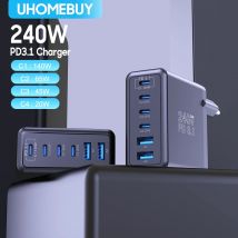 Caricatore GaN da 240 W USB Tipo C PD3.1 Ricarica rapida per MacBook Ricarica rapida 4.0 3.0 Caricatore per telefono USB per iPhone Xiaomi Tablet Laptop