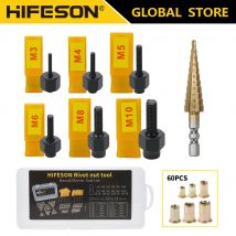 HIFESON-pistola remachadora eléctrica, herramienta de mano con taladro escalonado para tuercas M3, M4, M5, M6, M8, M10 remachadora remachadora de tuerca remache remachadora manual remachadora