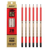 BAOKE PL1679 2B Student-Prüfungsstift mit Radiergummi, sechseckiger Bleistift aus reinem Holz ohne Blei-Zoxizität