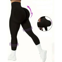 Einfarbige nahtlose Yoga-Leggings hohe Taille Fitness Laufen Workout Sport hose Damen Active wear