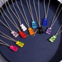 Modische Bonbonfarben-Gummibärchen-Halskette für Frauen und Mädchen, Party, Festival, Schmuck, Geschenke