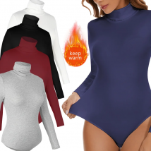 Winter Frauen High Neck Shape wear Langarm Bodysuit Bauch Kontrolle Body Shaper Streetwear Herbst weibliche warme Unterwäsche