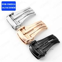 Stahls chnalle für Omega-Verschluss 16mm 18mm 20mm Doppel presse Schmetterlings schnallen Leder Silikon band Klapp knopf Zubehör