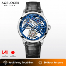 AGELOCER Original Tourbillon-Uhr Modische Herren-Geschäftsuhr Luxuriöse Skelett-Automatikuhr Geburtstagsgeschenk für Männer