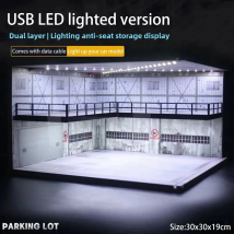 Diecast Auto Garage Diorama Modell 1/24 1/18 1/64 1/32 Skala LED Beleuchtung Parkplatz Display Szene Modell Spielzeug Kit für Sammler