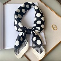 70CM Polka Dot Seide Quadrat Schal für Frauen Blumendruck Foulard Tasche Band Satin Kopftuch Haarband Halstuch Hijab Stirnband