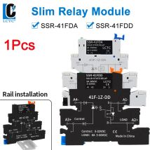 1PCS DIN Rail Mounted Slim Relay SSR Solid State Relay DC Control AC DC Control DC SSR-41FDA/DD 6A 3-32VDC 24-250VAC
