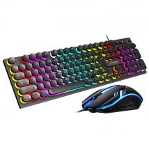 T7 Keyboard and Mouse Set Wired Gaming Computer Accessories RGB Backlight Russian USB Keyboard English Laptop Mouse Laser Roller