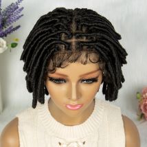 Kurze geflochtene Dreadlock-Perücken, synthetische Vollspitze, geflochtene Spitzenperücken mit Babyhaar, Spitzenfront-Locs-Zöpfe, Perücken für schwarze Frauen