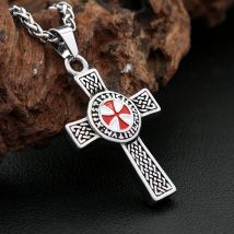 Vintage-Mode Edelstahl Kreuz Schild Tropfen Anhänger Halsketten Für Männer Frauen Nordic Keltische Knoten Halskette Amulett Schmuck