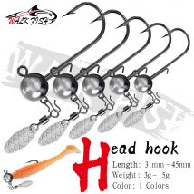 CAMMINARE PESCE 5 pz Sfera Rotonda Jig Testa Amo Da Pesca 3g 5g 7g 10g 15g Con Semi di Melone Paillettes Gancio di Piombo Per Verme Morbido attrezzatura da pesca