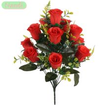 43 cm Rosen-Seidenstrauß, künstliche Rosen, 12 Köpfe, Braut, Hochzeit, Zuhause, Party, Dekoration, künstliche Blumen, künstliche Blumen