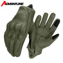 Herren Motorradhandschuhe Atmungsaktiv und rutschfest Retro Lederhandschuhe Touchscreen Anti Fall Off-Road Racing Schutzhandschuh