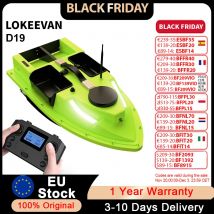 LOKEEVAN D19 Barca esca telecomandata con GPS, Barca notturna RC 600M Pesca a LED, 4 cabine Caricamento da 2 kg, Barca da pesca, 12000 mAh
