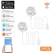 Tuya Smart WIFI Wasserleckdetektor mit 100 dB Alarm, APP-Steuerung, funktioniert mit Alexa und Google Assistant, kein Hub erforderlich