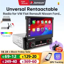 Junsun Wireless Carplay Android Auto 7 "Touch Screen Retrattile Radio Universale 1 Din Foldden Car Lettore Multimediale GPS Autoradio