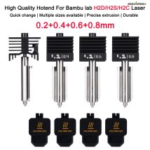 Nuovo Kit Hotend H2D H2S H2C di Alta Qualità con Ugello in Acciaio Temprato da 0.2/0.4/0.6/0.8mm, Kit di Ricambio Hotend per Parti Bambu H2D
