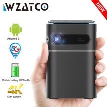 WZATCO A8 DLP Portable Projector Smart Android 9.0 5G WiFi Support 1080P Full HD 4K LED Beamer Mini Home Theater HD-in Proyector