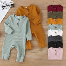 Frühling Herbst Neugeborenen Baby Jungen Mädchen Volle Hülse Rippe Baumwolle Overall Overall