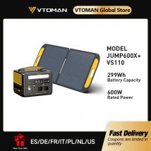 VTOMAN JUMP600X mit 110 W Solarpanel im Lieferumfang enthalten, tragbares LiFePO4-Kraftwerk mit 600 W und 299 Wh und Solarladegerät für Camp