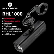 ROCKBROS Bike przednie światła IPX6 przeciwdeszczowe type-c rower elektryczny światło 1000lm