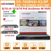 Hikvision 4K NVR 8-CH DS-7608NXI-K2/8P 16-CH DS-7616NXI-K2/16P 8/16 Porte POE AcuSense Videoregistratore di rete con riconoscimento facciale