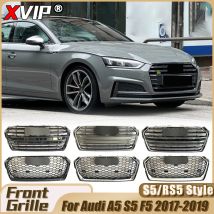 Xvip glänzend schwarz s5 style stoßstange gitter mit chrom ring für audi a5 s5 f5 17-19 chrom s5 stil obere gitter ersatzteil