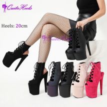 Scarpe da pole dance sexy con tacco alto 20 cm (8 pollici), stivali con plateau per performance da spogliarellista, per donna.