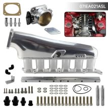High-Flow-Ansaugkrümmer mit Kraftstoffverteiler 90 mm Drosselklappensatz für Toyota Supra Chaser 2JZ-GE Schwarz/Silber