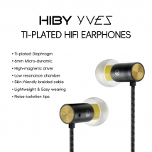 HiBy Yves Auricolari HiFi micro-dinamici placcati Ti da 6 mm Driver ad alta risoluzione Camera a bassa risonanza Isolamento acustico Delicato sulla pelle