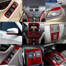 Für Mercedes-Benz C Klasse W204 2007-2010 Rot Carbon Faser Auto Aufkleber Innen Dekoration Schutz Styling Auto zubehör