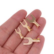 100Pcs/Pack 3.2/4.2/5.2/6,2 MM U-Förmigen Messing Kabel Erdung Lug Gabel terminal Gedrückt Bare Terminal Butt Docking Anschluss