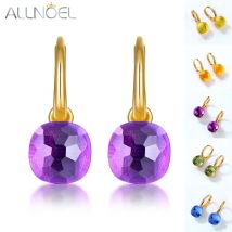 Allnoel Sterling Silber baumeln Ohrringe für Frauen grün Fuchsia Amethyst Süßigkeiten Stil Abend party серьги edlen Schmuck