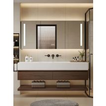 Vintage Log Smart Mirror Cabinet Vanity with Sink Large Capacity Storage Bathroom Cabinet Simple Furniture Тумба С Ящиками FYBC