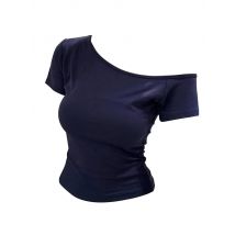 Sommerliches Off-Shoulder-Top für Damen, schmal geschnitten, kurzärmeliges T-Shirt, One-Shoulder-Oberteil, sexy Basic-T-Shirt, koreanischer Chic