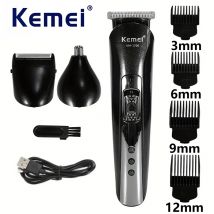 Kemei KM-1506 golarka elektryczna 3 w 1 ładowanie przez USB maszynka do włosów elektryczna akumulatorowa profesjonalna maszynka do golenia nosa