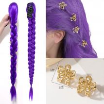 Lila Zöpfe Cosplay-Haarverlängerungen 26 Zoll Synthetisches Flechthaar Einfach zu Befestigender Pferdeschwanz für Cosplay Halloween-Kostüm