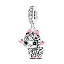 925 Sterling Silber Lamm Charms Perle CZ Zirkon Rosa Farbe Baumeln Fit Original Armband DIY Frauen Schmuck Geschenk