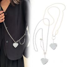 Ins Perle Umhängetasche Umhängetasche Kette Lange Halskette W/Herz Spiegel Anhänger Perle Schulter Kette Persönlichkeit Collares Schmuck