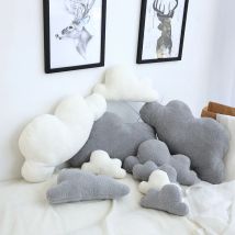 Realistisches Wolken-Plüschtier – weiche gefüllte Wolke in Grau und Weiß, 3 Größen, flauschiges Kissen, Geschenk für Kinder, Kinderzimmer-Dekoration, Entspannung