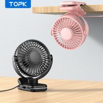 TOPK Mini tragbarer Clip-on-Ventilator, USB-Tischventilator, 3 Geschwindigkeiten, leiser Wind 720 °   Drehen Sie einen persönlichen elektrischen Ventilator und einen Standventilatoren für den Raum zu