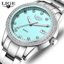LIGE 2025 luxury Women's Watch Luminous Stainless Steel Clock Waterproof Fashion Watch for Women quartz wristwatch Ladies Watch